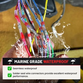 RED WOLF Solder Seal Wire Connector Kit 250 PCS Electrical Wiring Connector Butt for Marine Automotive Motorcycle Boat Truck Insulated Cable Splice Terminals Joint Waterproof