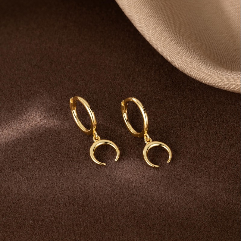 SLUYNZ Solid 925 Sterling Silver Moon Earrings Hoop for Women