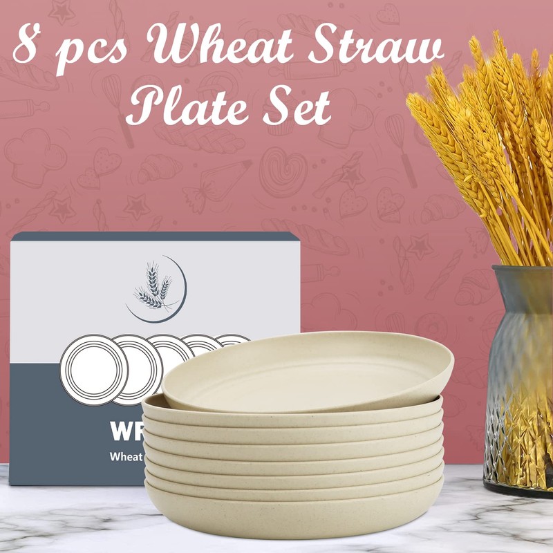 Wrova Wheat Straw Dinner Plates Set of 8 - 10