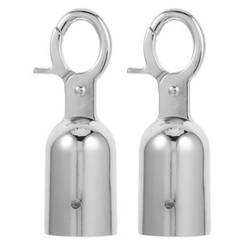 Pack of 2 Stainless Steel Rope End Caps for Barrier Ropes - Robust End Caps with Hooks for Versatile Applications in Event Decoration
