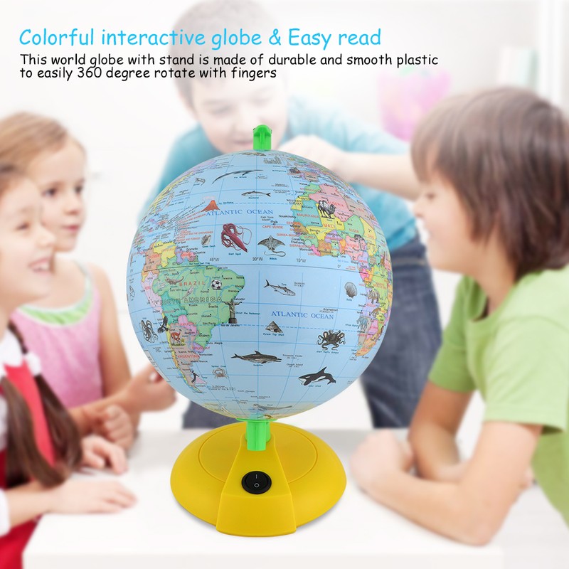 8in Colorful Lighting Tellurion World Globe 360 Degree Rotation Built