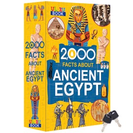 Deversion Book Safe Storage Box with Real Pages Combination Lock and Key Lock Box Money Safe Book Storage Lock Boxes for Personal Items 9.3''x6.0''x2.3'' (Egypt-Key)