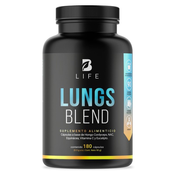 Lungs Blend de 180 Cpsulas. Ingredientes naturales Cordyceps, NAC, Echinacea,