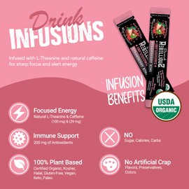Rebellious Strawberry Kiwi Organic Drink Mix – Organic 0 Calorie Energy Drink Mix | Monk Fruit & Green Tea Extract | L-Theanine + Natural Caffeine | 100% Plant-Based | 10 Packs | Keto, Gluten-Free