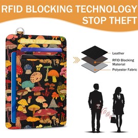 METALPHA Credit Card Holder Slim Wallet, Small Wallets Woman RFID Wallet Women, Front Pocket Cute Funny Mini Thin ID Card holders (colorful mushroom)