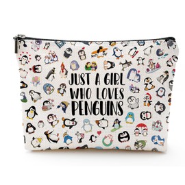 Penguin Gifts Makeup Bag for Women, Penguin Cosmetic Bags for Penguin Lover Friendship Birthday Gifts for Women Gift for Animal Lover Just A Girl Who Loves Penguins Christmas Gifts
