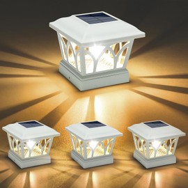 VOLISUN - Paquete de 4 luces solares para postes para exteriores, con bombillas LED Edison, 2 ajustes de brillo, luces para poste de vall...