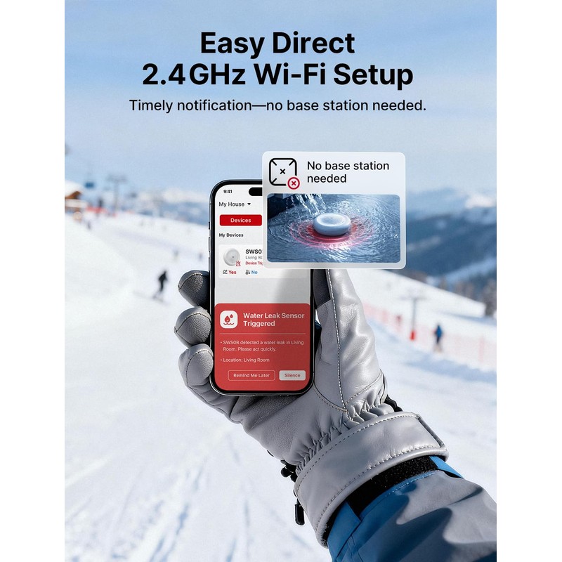 X-Sense Wi-Fi Water Leak Detector for Home - Smart 2-in-1