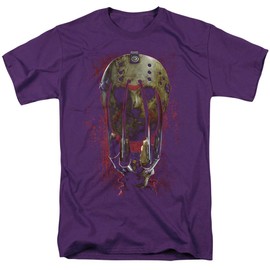 Freddy vs Jason Mask and Claws Unisex Adult T-Shirt for Men and Women, Purple, 3X-Large