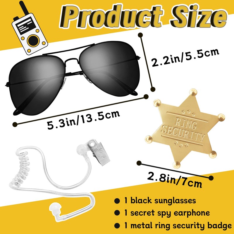OJYUDD Ring Wedding Security Set,Spy Earpiece Ring Bearer Security,Sun Glasses