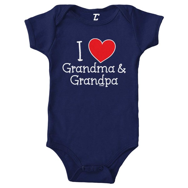 Body con texto "I Heart My Grandma & Grandpa", Azul marino, 6 meses