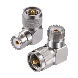Vecys UHF Adapter PL-259 UHF Male to SO-239 UHF Female Right Angle Coaxial Cable Adapter for Amateur Radio Pack of 2