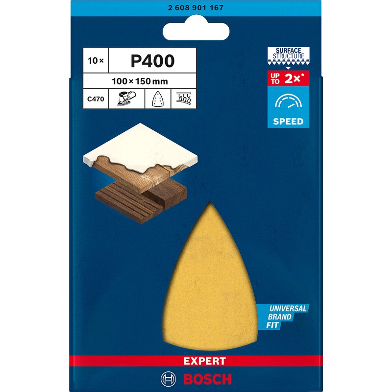 Bosch Professional 10x Expert C470 Sandpaper (for Hardwood, Paint on