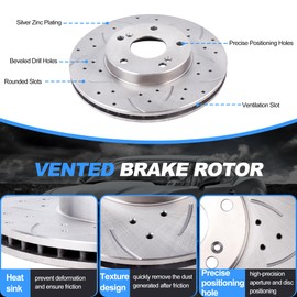 VIPCAR Front Brake Kits With Pads And Rotors Compatible With Honda Accord 2008-2017,Civic 2013-2015,Cr-Z 2016,Element 2003-2011,Fit 2014,For Acura Ilx 2014-2015; Lx/Lx-P/Lx-S Model; 280mm