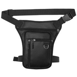 PWGHWG Thigh Bag Waist Bag for Men and Women, Waterproof Multi Pockets Leg Bag with Zip, Outdoor Waist Bags for Motorcycle, Bike, Hiking, Running (Black), black, Classic and simple