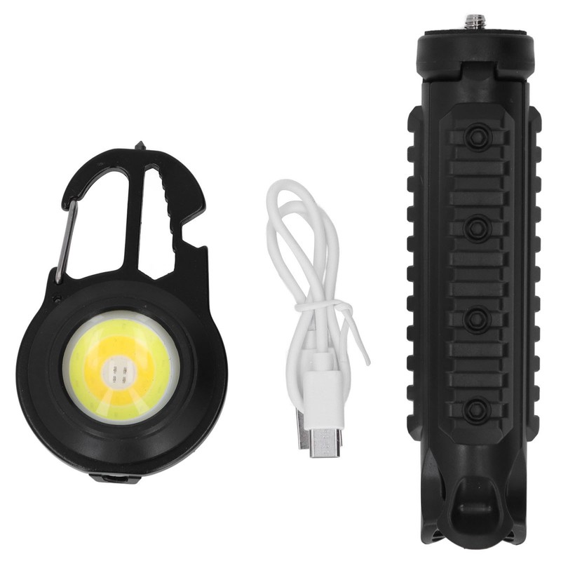 COB Small Flashlights 3 Light Modes Rechargeable Multifunctional Black Portable