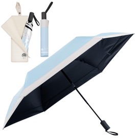Seizuku Folding Umbrella, Parasol, Ultra Lightweight, 7.9 - 8.7 oz (203 g) - 7.9 oz (221 g), One-touch Automatic Opening/Closing with Safety Lock, Fully Blackout, UV Protection, 100% Sun or Rain,