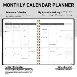 Monthly Planner Jan 2026 - Dec 2027, Monthly Planner for 24 Monthes, 9×11 Inch, Teacher Monthlys, Hard PVC Cover, Spiral Bound, Time Management Calendar, Perfect for School & Office (Black)