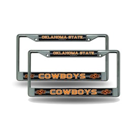 Oklahoma State Cowboys (Set of 2) Sparkly Glitter Bling Look Chrome License Plate Frames Car Truck Wall