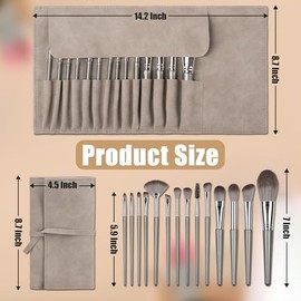 Amrules brochas de maquillaje, juego de 14 piezas de brochas de maquillaje profesional, juego de brochas de base para ojos y cara, brochas para sombra