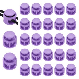 sourcing map 25 Pcs Assorted Colors Plastic Spring Cord Lock, Double-Hole Slider Toggles Clip End Stopper Round Fastener for Drawstrings Paracord Backpack Shoelace, Light Purple