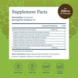 Youtheory Youtheory Mushroom Stress Complex, Organic Full-Spectrum Mushrrom with L-Theanine, Help Reduce Stress and Promotes Mental Calmness, 60 Vegetarian Capsules