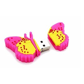 2.0 Pink Yellow Butterfly 64GB USB External Hard Drive Flash Thumb Drive Storage Device Cute Novelty Memory Stick U Disk Cartoon