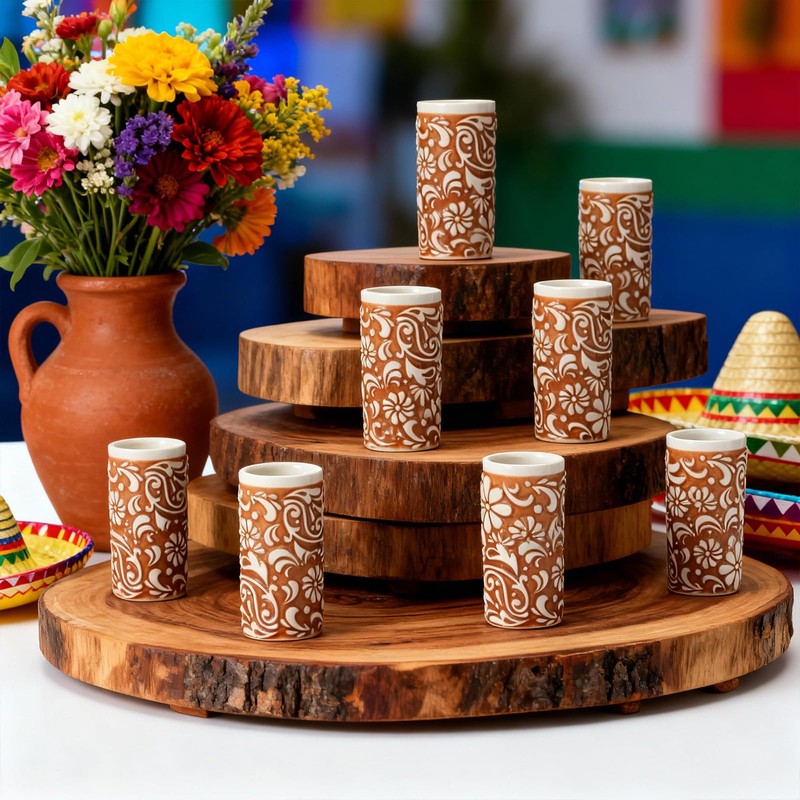 12 Pcs Cielito Lindo Party Favors Mexican Terracotta Pottery Cups,