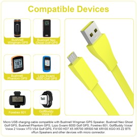 Micro USB Cable Compatible with Bushnell Wingman GPS Speaker, Bushnell Neo Ghost/Phantom, Lzzo Swami 6000 Golf GPS, Golf Buddy Voice 2, Treblab FX100 Speakers, 4ft