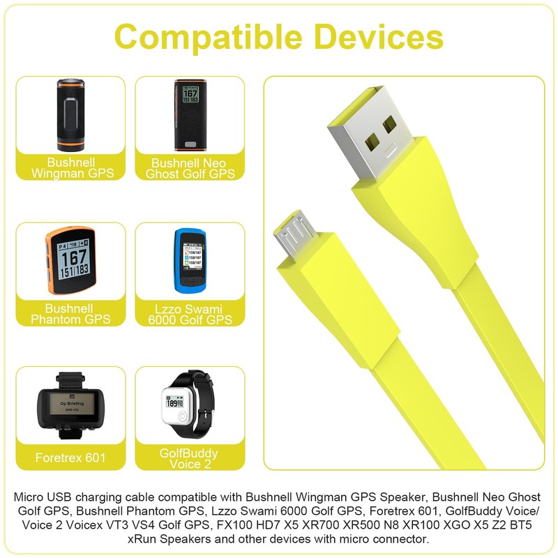 Micro USB Cable Compatible with Bushnell Wingman GPS Speaker, Bushnell
