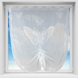 Arsvita Swallowtail Bistro Curtain in White (W x L) 100 x 160 cm - Design: Butterfly