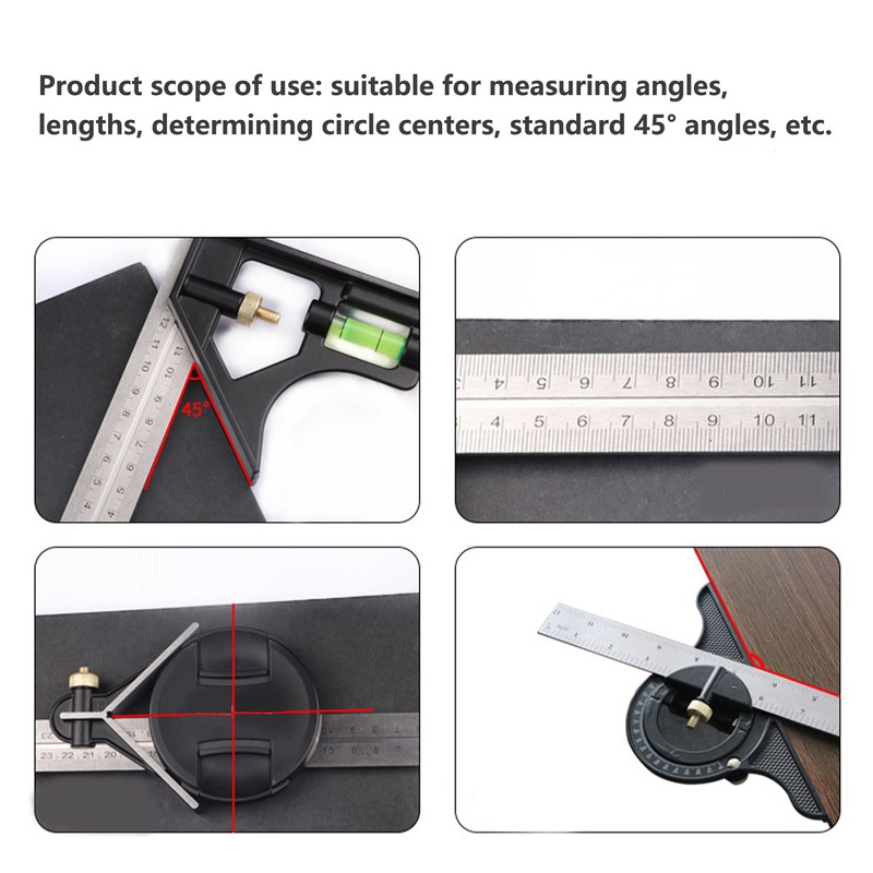 Combination Square Aluminum Alloy Stainless Steel Measuring Tool for Angle