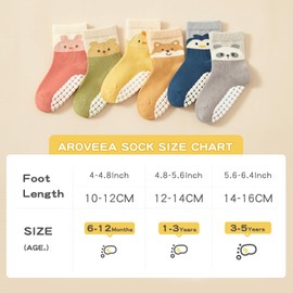 Bearbay Baby 6 Pairs Toddlers Non Slip Ankle Socks with Grippers Baby Girls Boys Anti Skid Cotton Socks for Infants Kids for 6 Months -5 Years Old Baby Socks