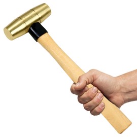 WEDO Brass Hammer 4lb - Wooden Handle Sledge Hammer, Solid Brass Mallet, Length 360mm, Die-Forged, Corrosion Resistant, DIN Standard