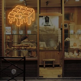Dripping Chocolate Led Sign, Melting Chocolate Bar Neon Sign For Anniversary Decor,Valentine, Food Neon Lights For Sweet Shop Coffee,Kitchen Restaurant,Kids Baby Bedroom,Game Room