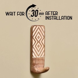 Indian Shelf Decorative Adhesive Hooks Mudroom Hooks Sticky Hooks Wooden Boho Towel Hooks Shower Hooks No Nail Damage Kitchen Wall Hooks Hat Hooks for Hanging Heavy Duty Key Hooks 13Lb -3 Pack