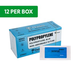 Oasis Polypropylene Surgical Suture, 4-0, (SH) 1/2 26mm Round Bodied Needle, 75cm, 12/Box, Veterinary Use