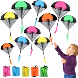 Galenecx Pack of 10 Parachute Toys, Children's Parachute Toy, Parachute Jumper, Hand Throwing Flight Toy, Ideal as Party Gifts and Outdoor Toy