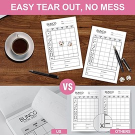 PlayDice PlayDice Bunco Score Sheets: 100 Single Side Large Print Score Sheets with Perforation, Perfect Addition to Your Bunco Game Kit and Bunco Party Supplies