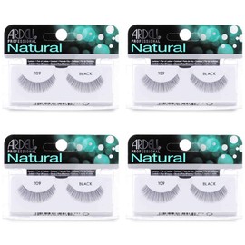 Ardell Natural Lashes False Eyelashes 109 - Black, Reusable Strip Lashes Lash Enhancement for Everyday Wear, 4 Pack
