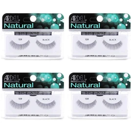 Ardell Natural Lashes False Eyelashes 109 - Black, Reusable Strip Lashes Lash Enhancement for Everyday Wear, 4 Pack