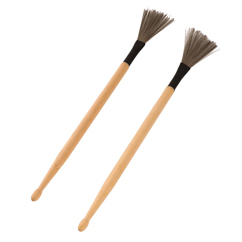 2Pcs Drum Stick Brush Wood Retractable Wire Combination Musical Instrument