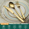 Berglander Gold Wedding Silverware Set 60pcs Service for 20, Titanium