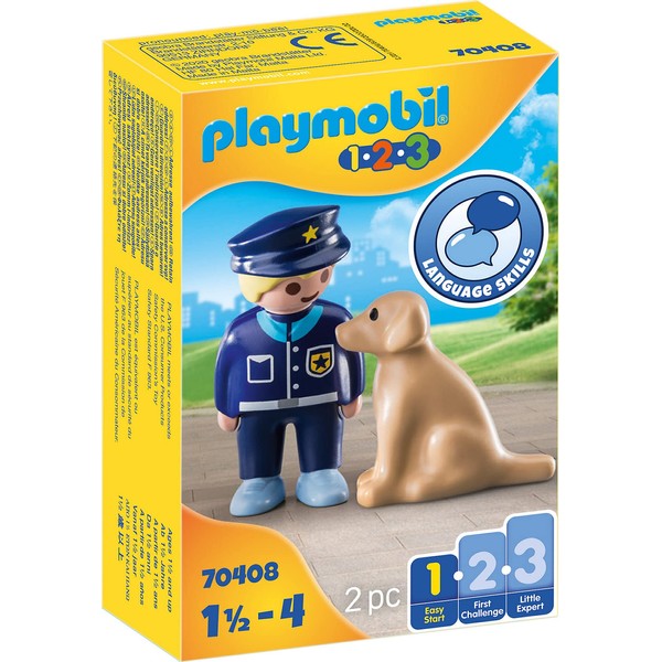 Playmobil 1.2.3 70408 Policier avec Chien 1.2.3 1.2.3-18-36 Mois Ses Premiers