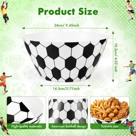 4-Pack Large Soccer Serving Bowls, Reusable 9.45" Melamine Snack Bowls