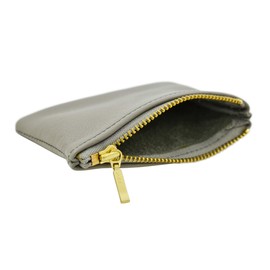 Genuine Natural Grain Leather Coin Pouch Purse Slim Wallet Mens Ladies (Grey)