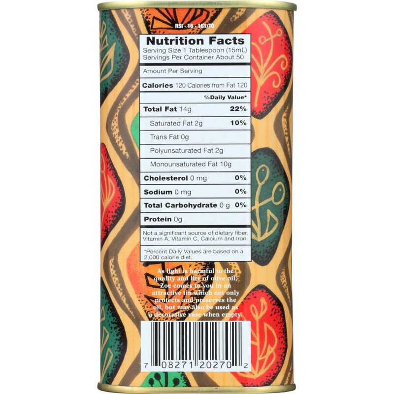  Zoe Organic Extra Virgin Olive Oil 750 Milliliter 6