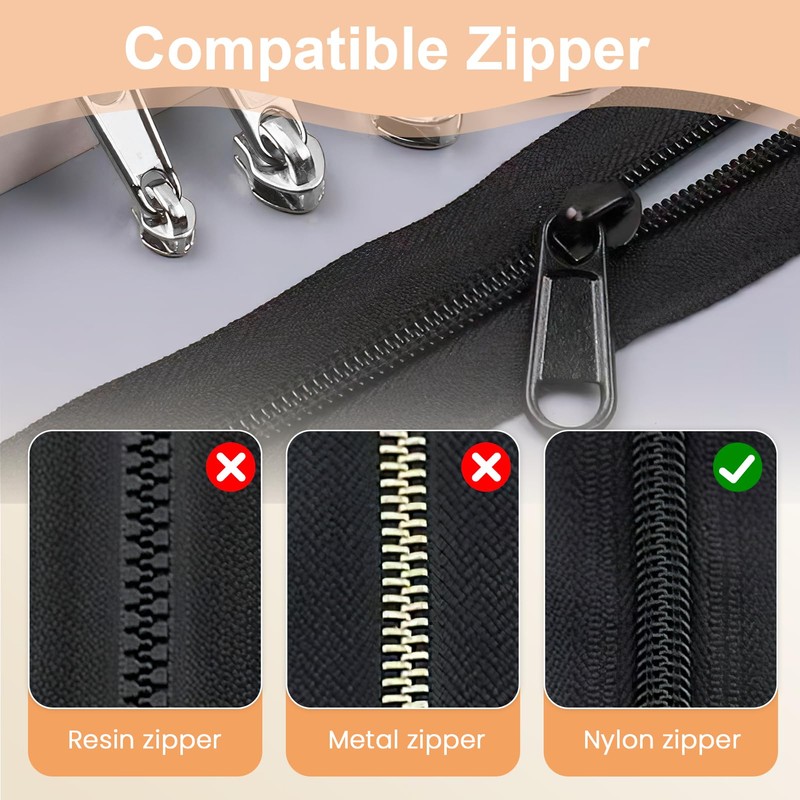 3#5#8#10# Zipper Repair Kit, 8 Pcs Zip Slider Replacement Zipper