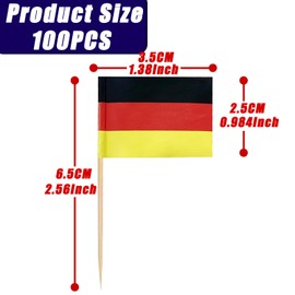 COSORO 100 Mini Germania Bandiera Stuzzicadenti,Carta Bandiera Decorare Cocktail,Torte,Frutta,Panini,Alimenti,Cibo,Tazze di Carta,Forniture per Festa Bar a Tema Calcio Europeo