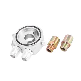 REPAIROCK Universal Car Aluminum Alloy Oil Filter Cooler Sandwich Thread Plate Adapter Oil Cooler Kit Silver Tone M20x1.5 1/8 NPT Auto Replacement Parts